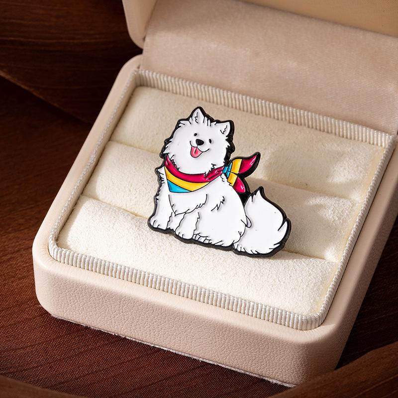 Cartoon Creative Dog Series Small Animal Alloy Brooch Samoyed Puppy Bag Decorative Badge