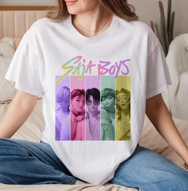 Saja Boys Boy Band Shirts Kpop Demon Inspired Retro Movie Shirt Bootleg Movie Tee Saja Boys Hunters Racerback Summer Cotton Tees