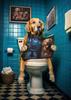 Canvas Print Wall Art for Pet Lovers,for Home Decor  Bedroom,Kitchen,Living Room,Bathroom, Hotel 1pc Playful Dachshund On Toilet