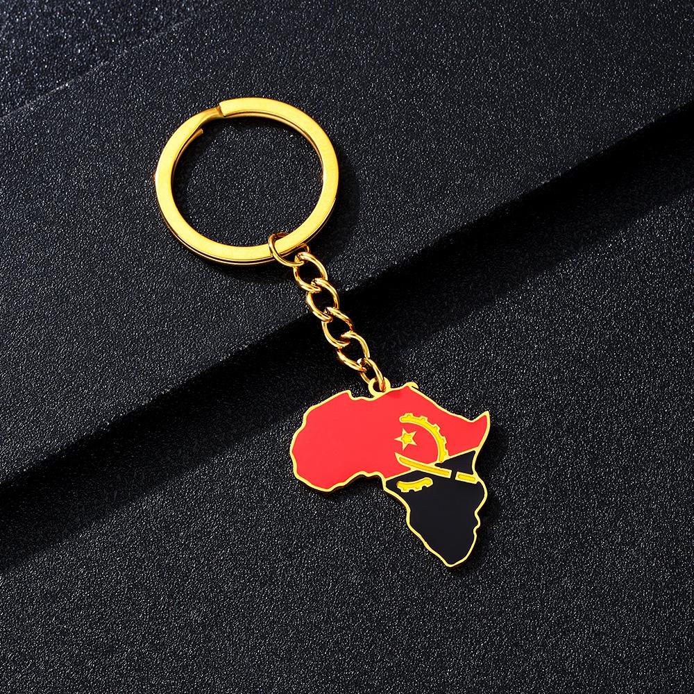 Portachiavi Premium in Acciaio Inossidabile con Ciondolo Mappa Bandiera Africa Ghana Nigeria Capo Verde Congo Uganda Regalo per Appassionati di Viaggi