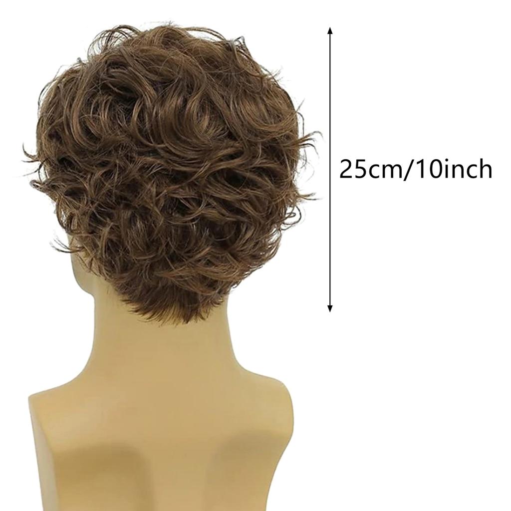 Short Fluffy Curly Synthetic Wig Long Bangs Naturally Curl Fake Hair Replacement For Men Boys Daily Use Hair Styling