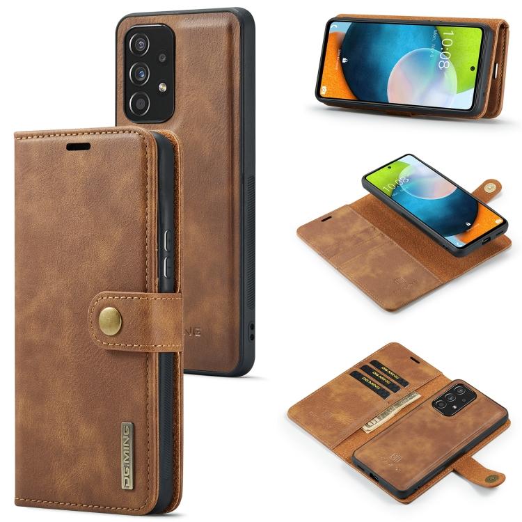 Per Samsung Galaxy A53 5G DG.MING Custodia per Telefono in Pelle Magnetica Staccabile con Texture Crazy Horse