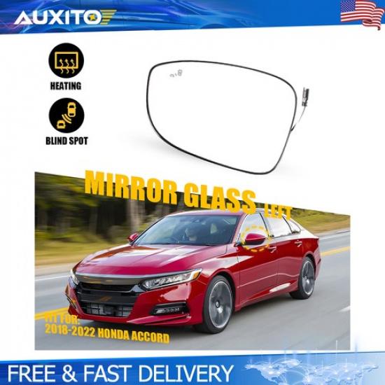 Mirror Glass For Honda Accord Left Driver Side Heated with Blind Spot 2018-