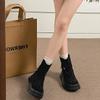 Mode Herbst Winter Dicke Sohle Damen Stiefelette Mode Plateau Damen Prägnante Reißverschlüsse Moderner Kurzer Stiefeletten
