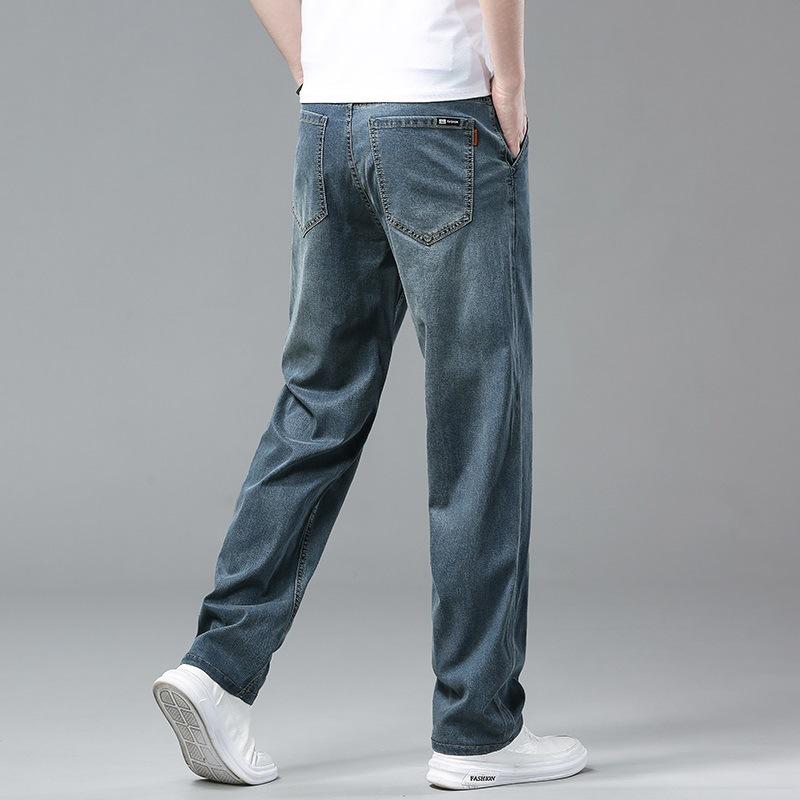 

Джинсы мужские среднего и молодого возраста, деловые, прямые, свободные, весенне-летние, молодежные брюки, мужские брюки из ледяного шелка 42