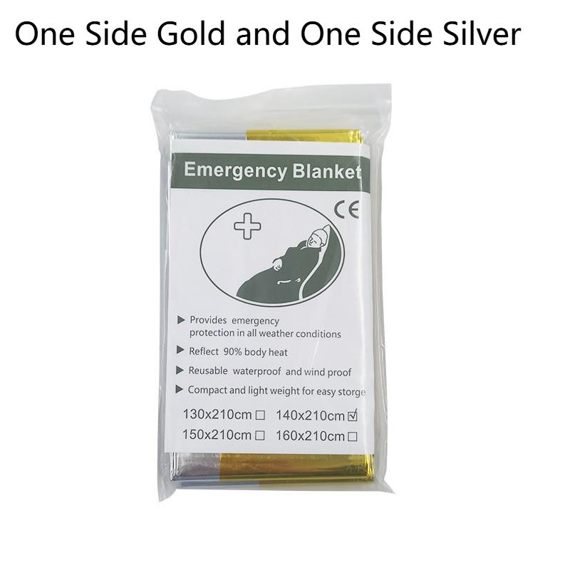 Gold/Silver Emergency And Survival Foil Thermal Space Blanket Camping Blankets For Outdoors Hiking Marathons All Weather Conditi