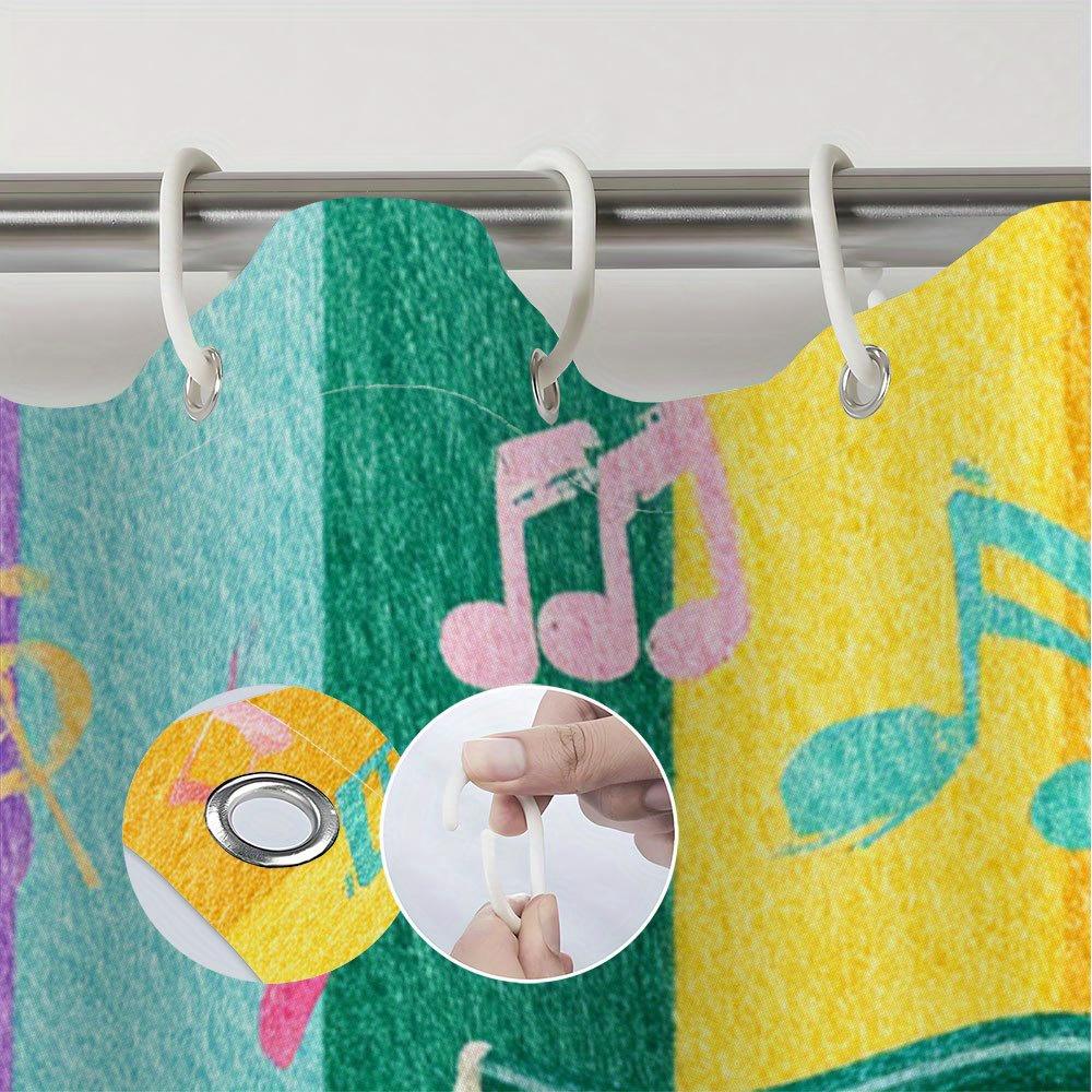 Retro Rubber Disc Player Shower Curtain 12 Hooks 180X 180Cm Machine Washable Bathroom Decoration, Shower Curtain For All Seasons