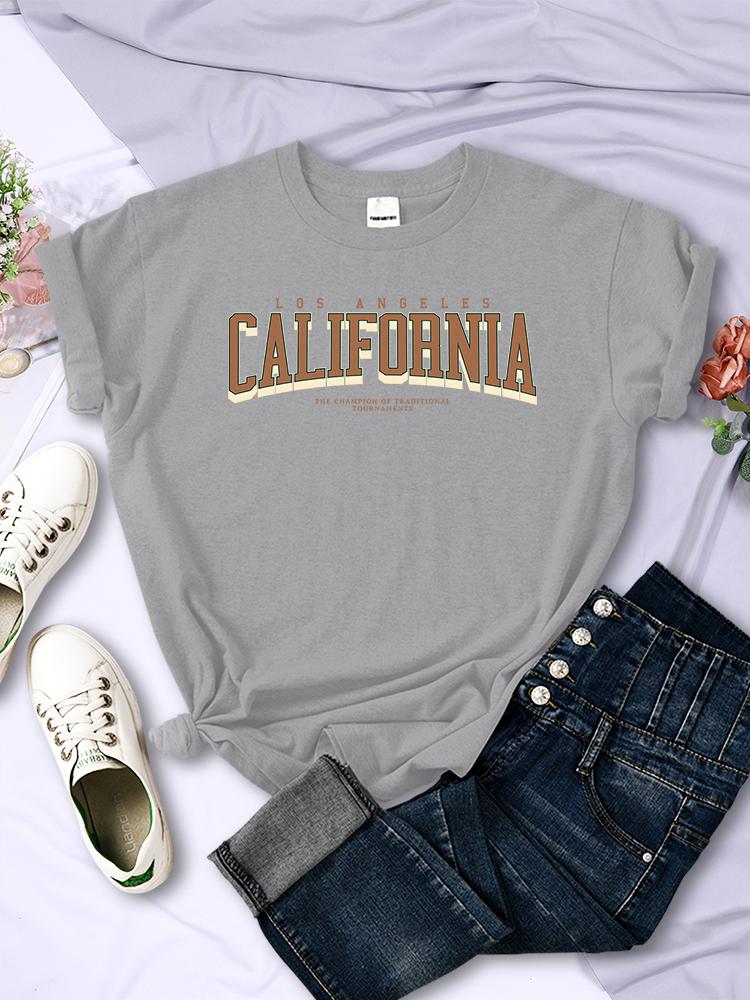 Los Angeles California The Winnerof Tournaments T-Shirt Women Summer Breathable T Shirts Street Clothes Simple Soft Short Sleeve