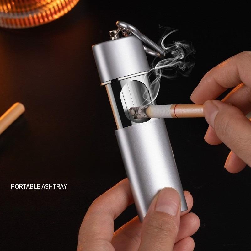 Portable Pocket Ashtray with Keychain Fireproof Metal Ashtray Car Cigar Ash Storage Organizer Outdoor Smoking Ash Holder
