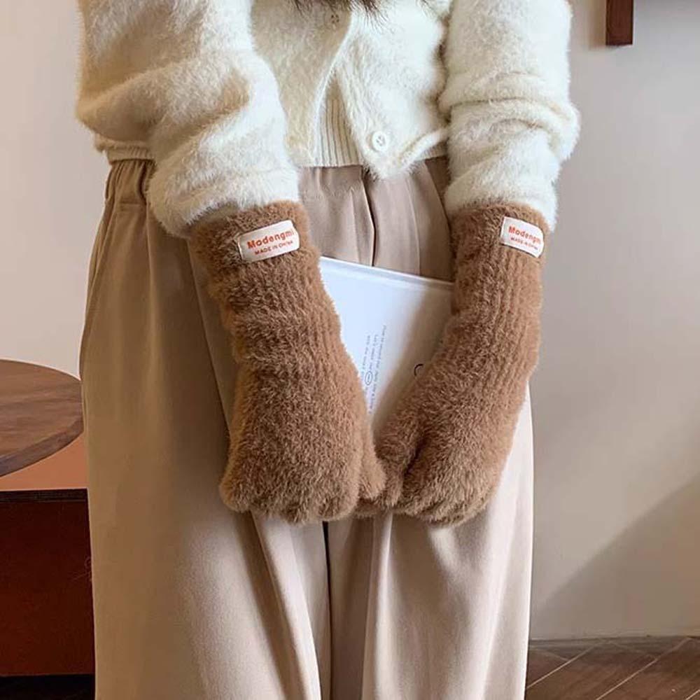 Y2K Candy Color Gloves Faux Rabbit Hair Anti-cold Mittens Soft Plush Finger Gloves  Gifts