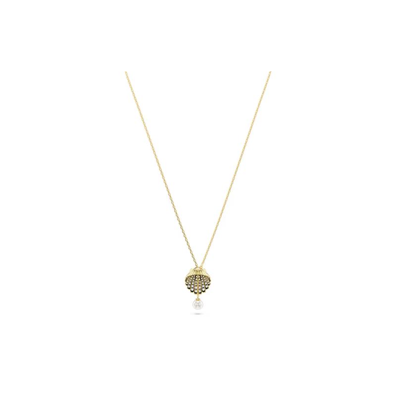 Swarovski Idyllia Crystal Shell Pattern Gold Tone Crystal Imitation Pearl Necklace Women's Gold 5683968