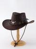 European and American style retro PU leather cowboy hat men's and women's western jazz top hat outdoor cycling camping travel sun hat