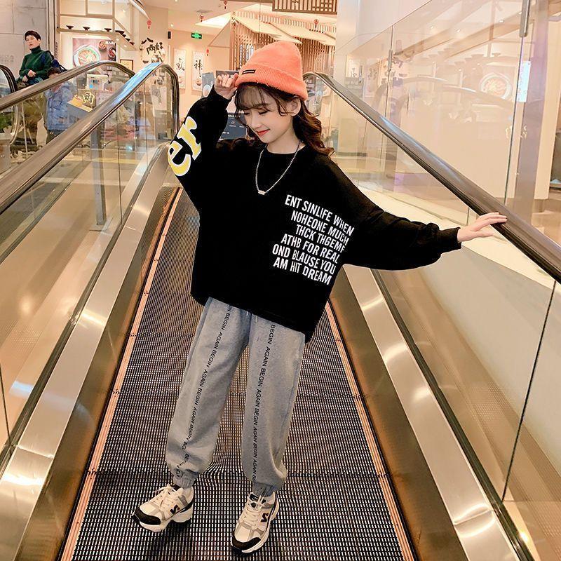 

Подростки Детская одежда Спортивный костюм для детей 12 Y Девочки Толстовка Пружина O-образный вырез Пуловер