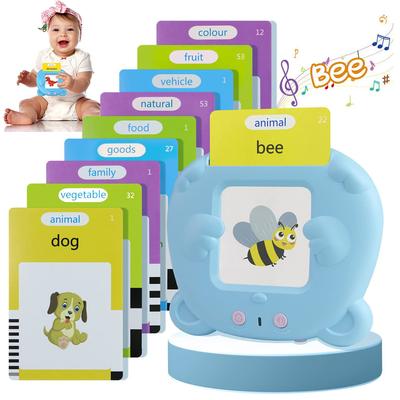 Early Education Flash Card Machine Bear Shape Kid Learning Talking Toy 224 Cards Montessori Educational Audio Book German Spanish French