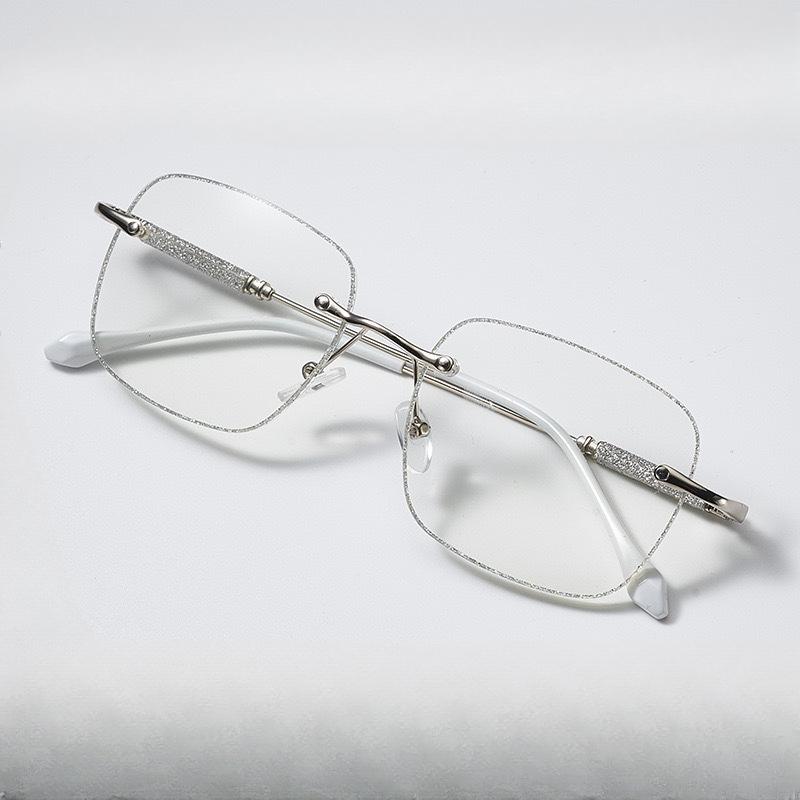 

Очки Starlight с тонкими блестками и цветами для женщин, безрамные модные модные стильные анти-синие светлые старые плоские зеркала 400