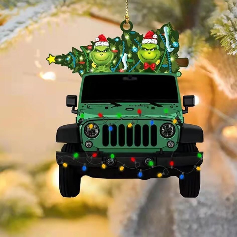 

Зеленое Красочное 2023 Акриловое Рождественское Украшение Грузовик Для Автомобильных Аксессуаров 1