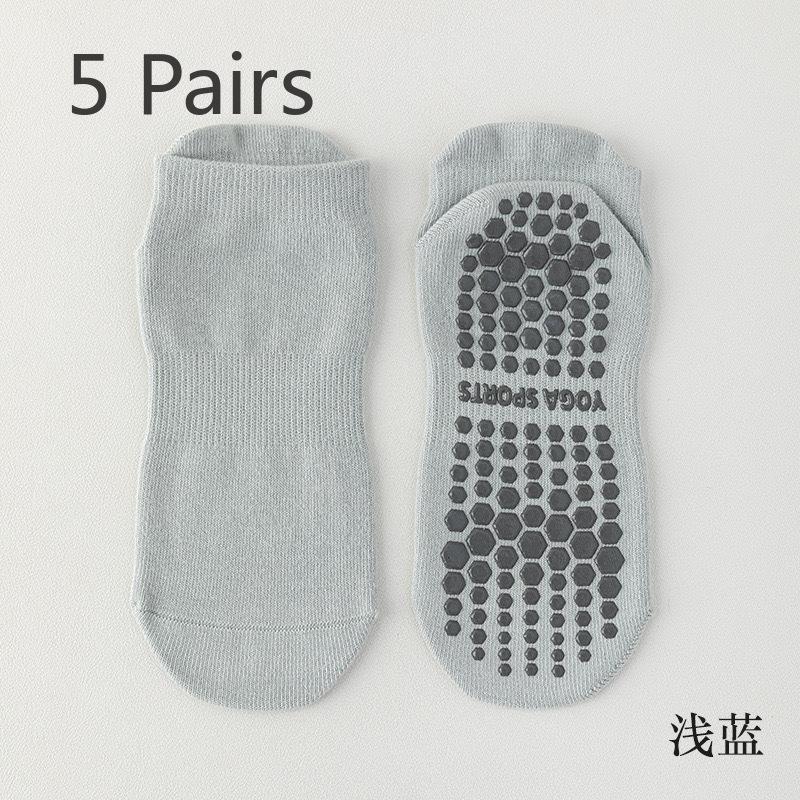 5 Pairs of Women's Spring and Autumn Cotton Non Slip Indoor Fitness Jump Yoga Sports Socks