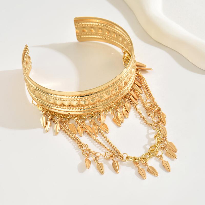 Light Luxury Tassel Open Bangles Niche Creative Design Sense Arm Bracelet Personality Hand Jewelry