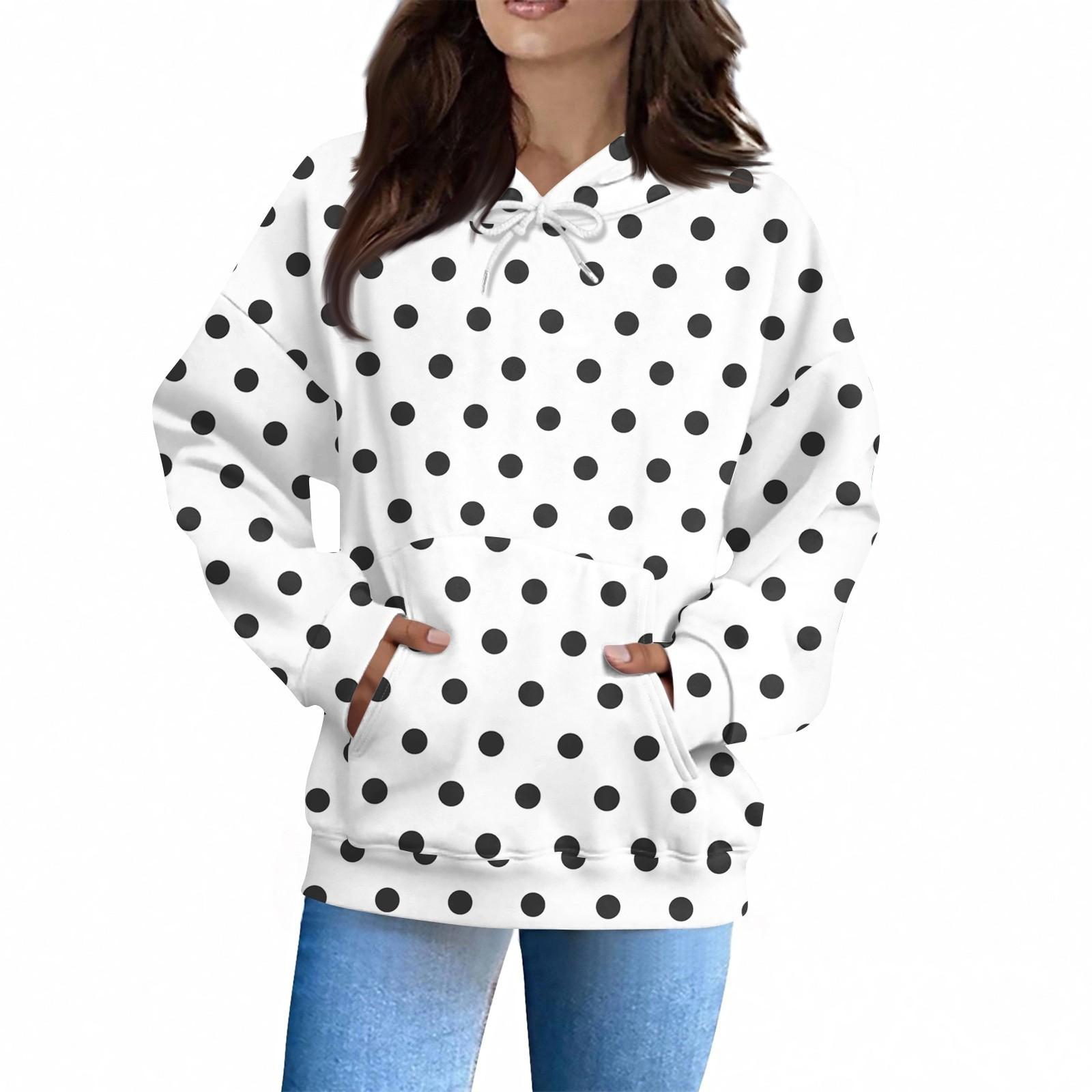 

Женская Мода Повседневная Толстовка Длинный Рукав Принт Топ XL белый