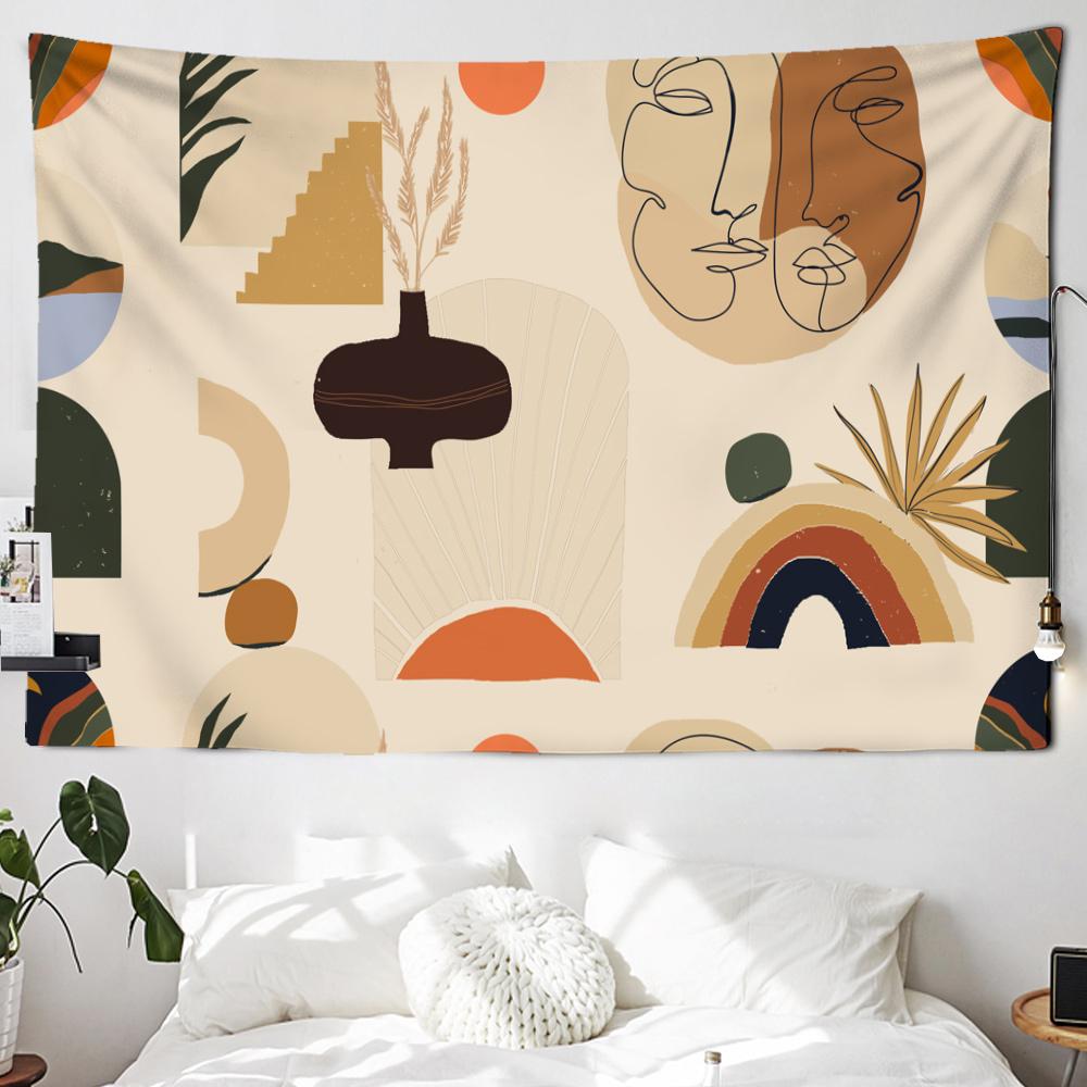 Modern abstract landscape mural crescent forest sunset mountain landscape wall tapestry home decoration tapestry