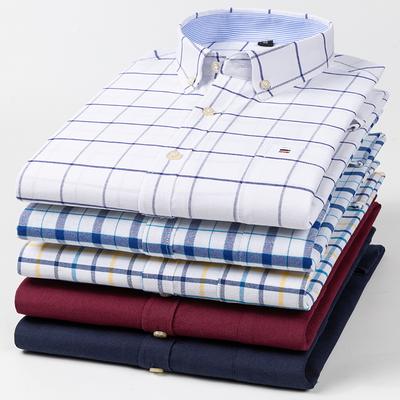 Herren Social Shirts Langarm 100% Reine Baumwolle Oxford Weich Geknöpft Kariert Formal Herrenbekleidung Übergröße Hemd Plus Size 6XL 7XL