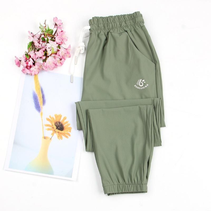 Quick-drying pants women's summer thin women's pants summer women's pants ice silk sweatpants cool pants high-waisted casual pants look thin