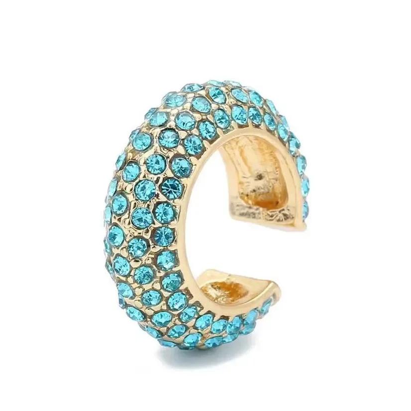Bohemia C Crystal Earrings Ear Cuff for Women Stackable C Shaped Rhinestone Ear Cuffs Clip On Earring Gold Color