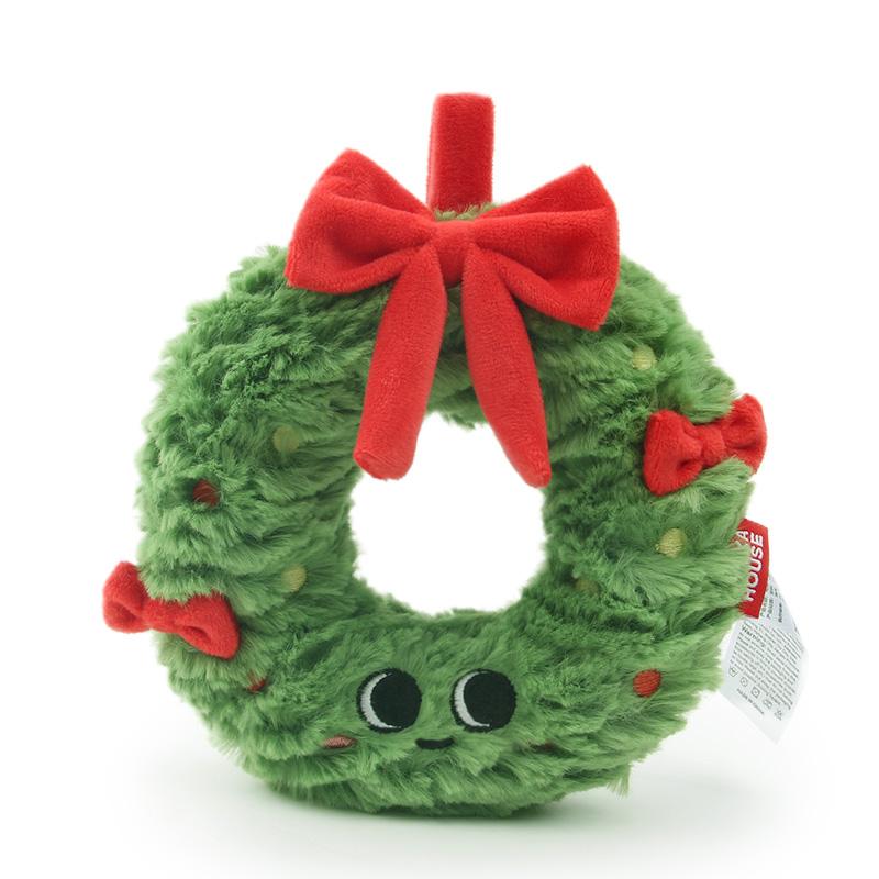 17CM Christmas Wreath Plush Jewelry With Cute Smiling Face Plush Doll Christmas Tree Decoration Home Decoration