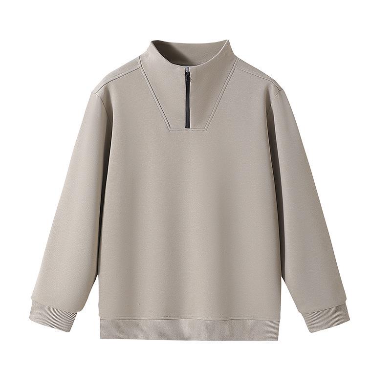 Men's Half-Zip Stand Collar Sweatshirt: Pure Color Long Sleeve T-Shirt for Spring & Autumn
