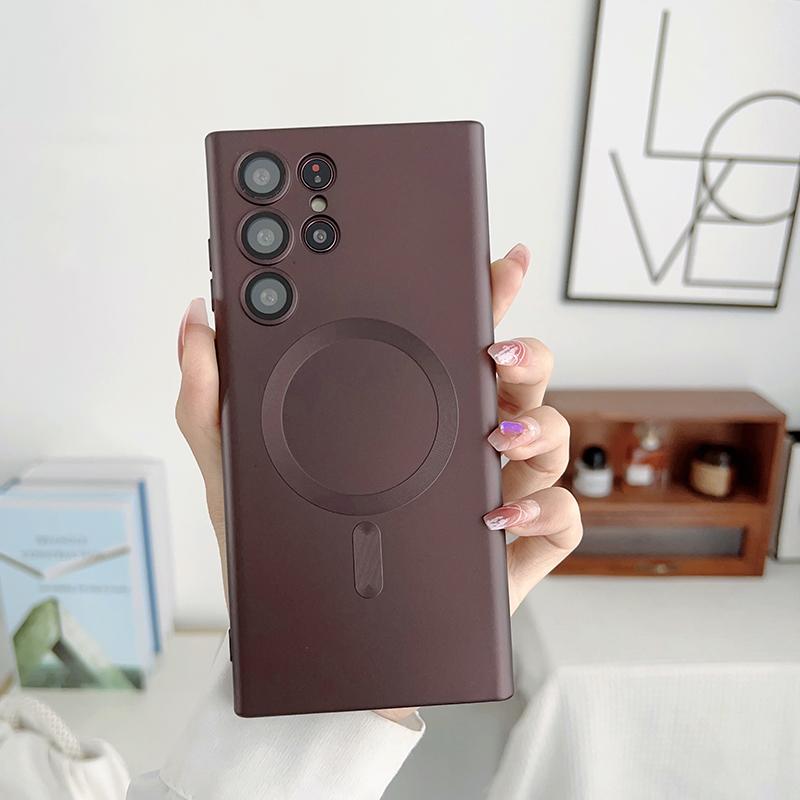 Für Magsafe Weiche Silikonhülle Für Samsung Galaxy S24 S23 S22 S21 S20 Ultra Plus S23 S21 FE Telefon Mit Kameraobjektiv Vollständige Abdeckungen