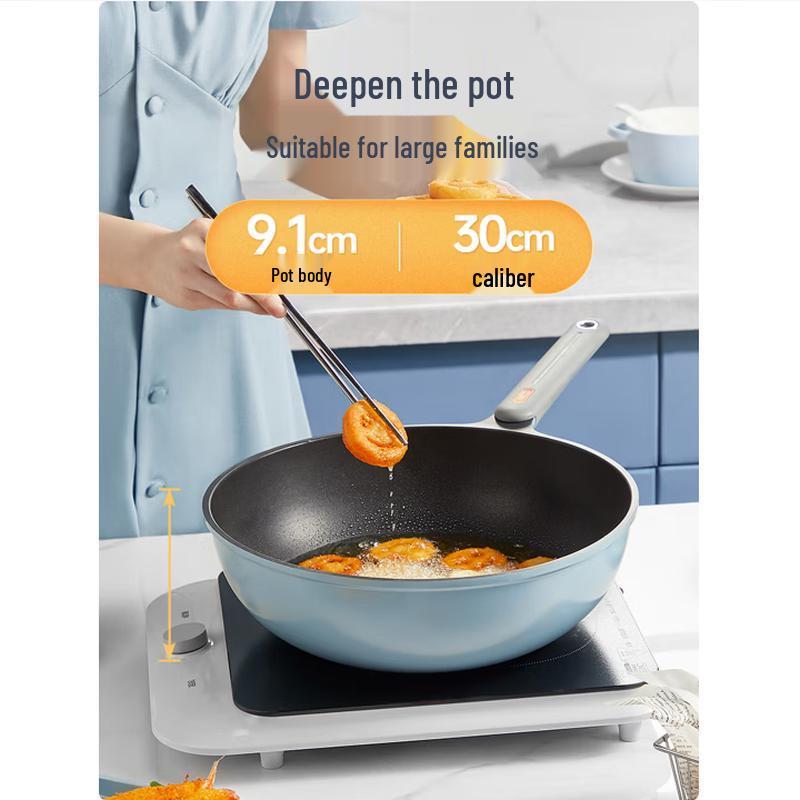 COOKER KING 30cm Non-Stick Wok Frying Pan with Flat Bottom