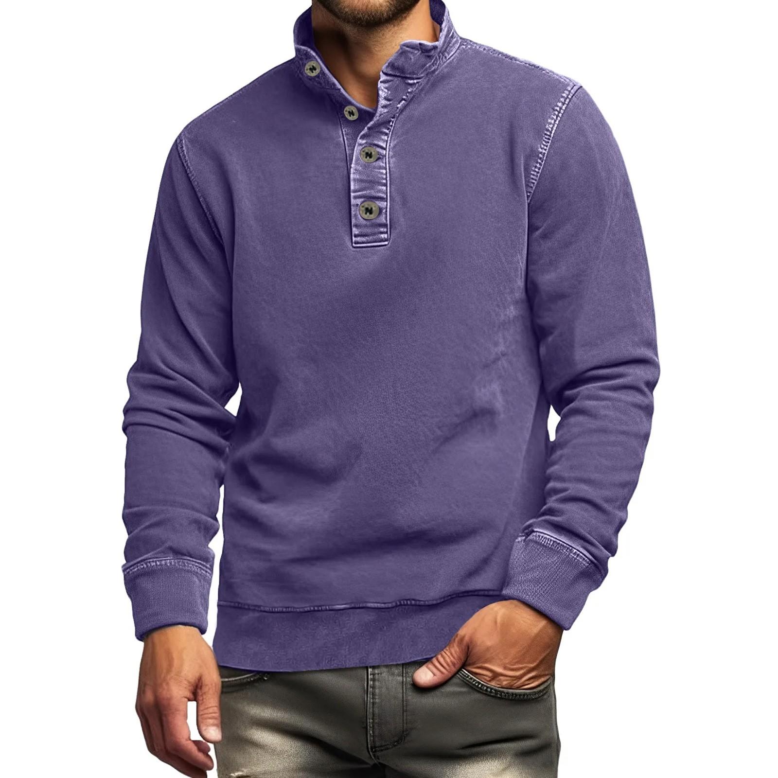 

Men s Solid Color Shirt Plus Men s Long Sleeved T-shirt Minimalist Sweatshirt M фиолетовый