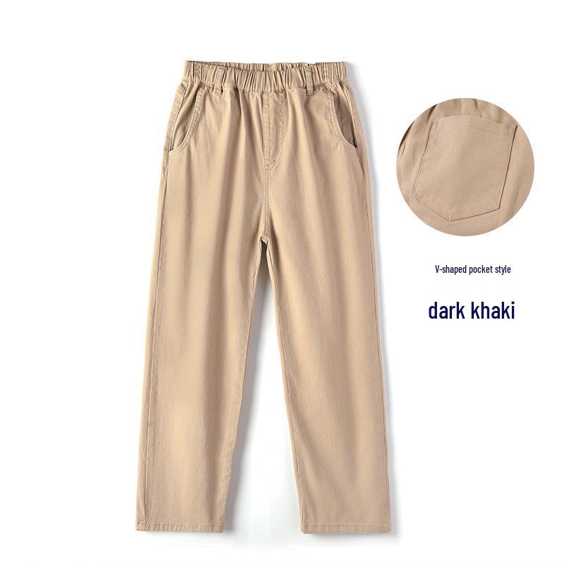 Khaki School Uniform Pants for Primary and Middle School: Boys' Spring/Autumn Cotton Casual Pants & Girls' Stretch Cotton Long Pants