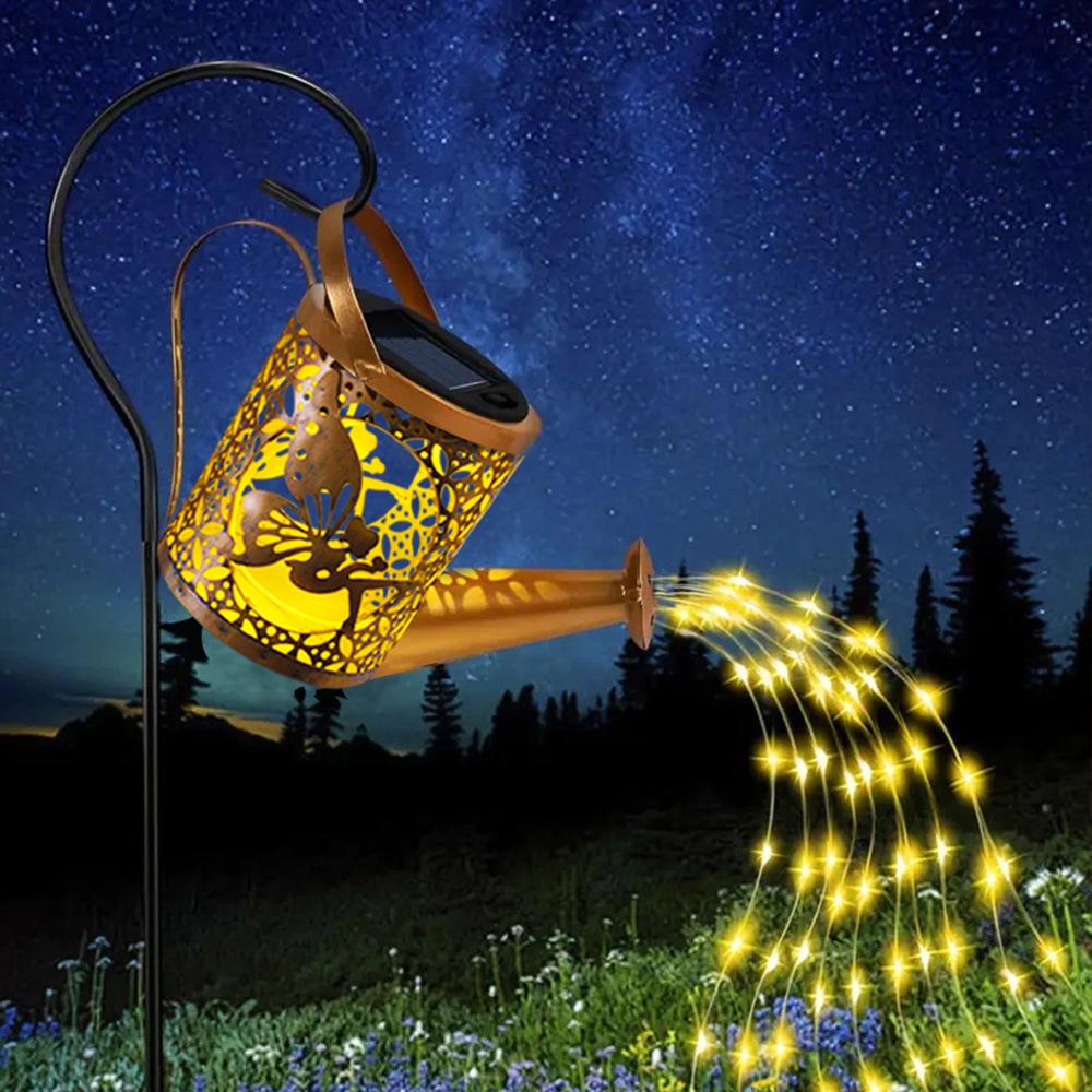 Wrought Iron Solar Garden Fairy Kettle Light - Waterproof Outdoor Lawn Decoration