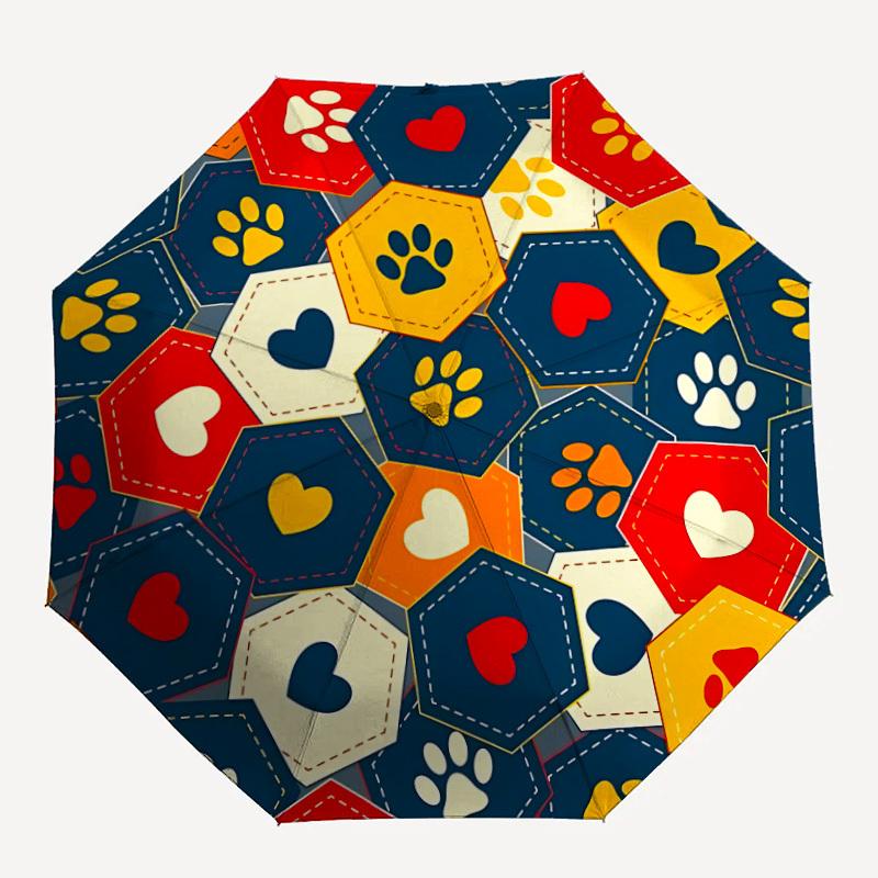 

1PC Paw Prints Hearts Automatic Opening And Closing, Sturdy Iron Frame, Portable Folding Design, Suitable For Men And Women In All Seasons57