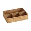 Rural Type Divided Straw Woven Basket Airy Storage Organized Ideal For Dry Food Home Ornament