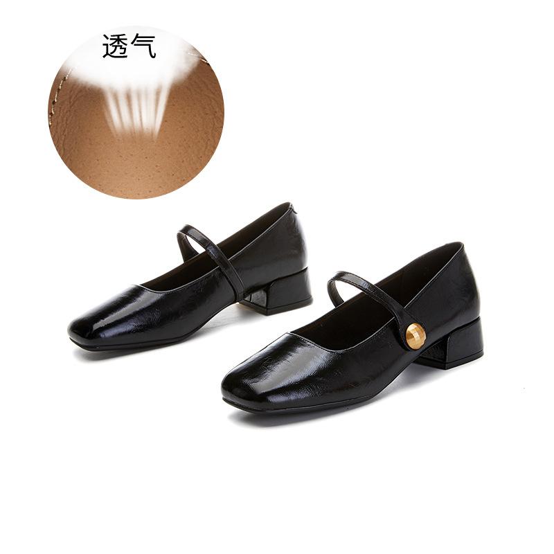 

Square head Mary Jane shoes women s 2025 spring new thick heel shallow mouth fashion single shoes women s casual versatile French women s shoes 35