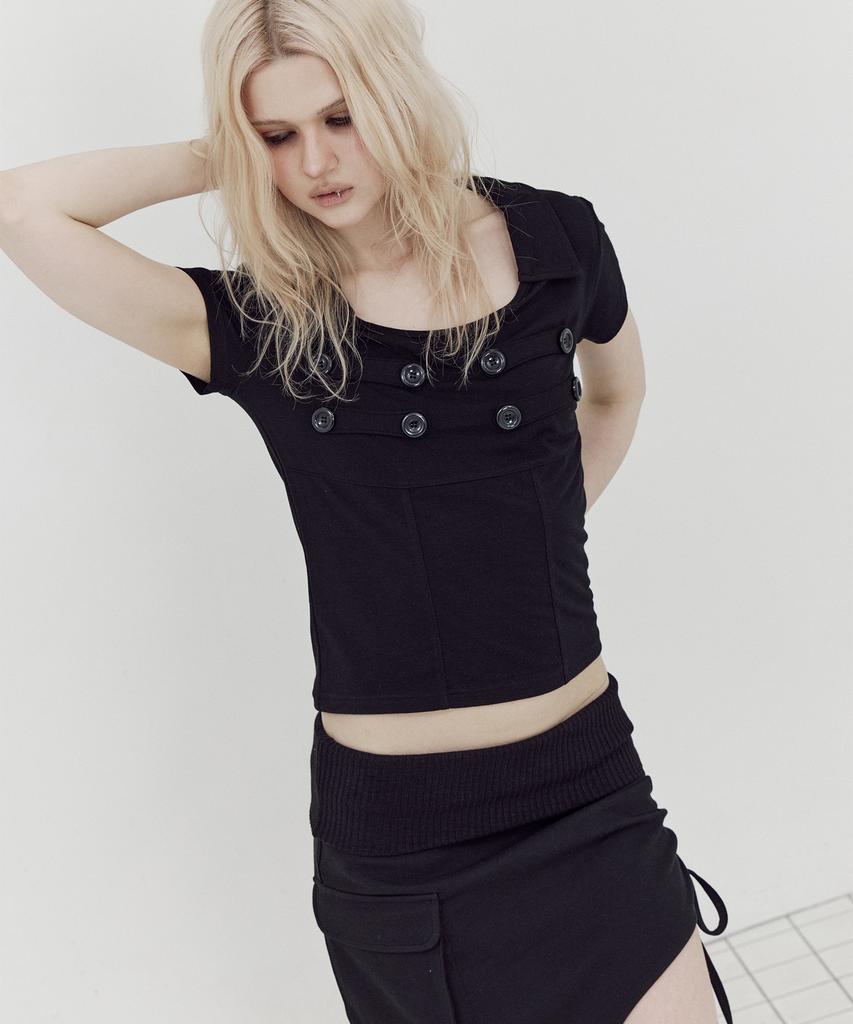 SETUP-EXE Napoleon Collar Top / Black