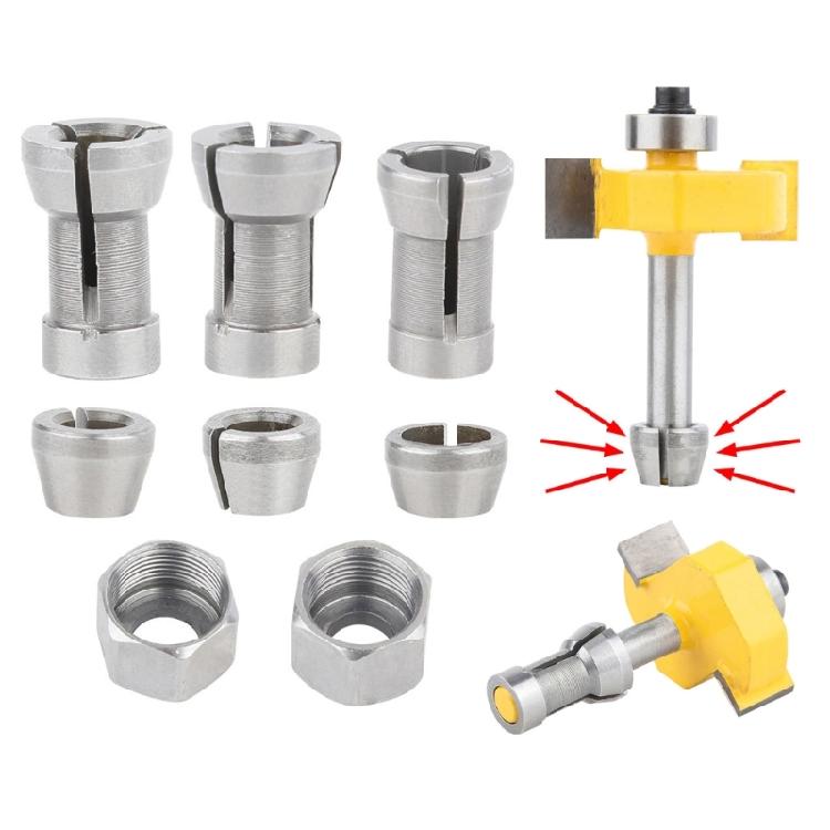 Adattatore Mandrino Fresatrice Installazione Rapida 6mm 6.35mm 8mm 8 Pezzi Pinze in Acciaio al Carbonio Adatte per la Maggior Parte degli Strumenti di Incisione e Rifilatura 6mm 8mm