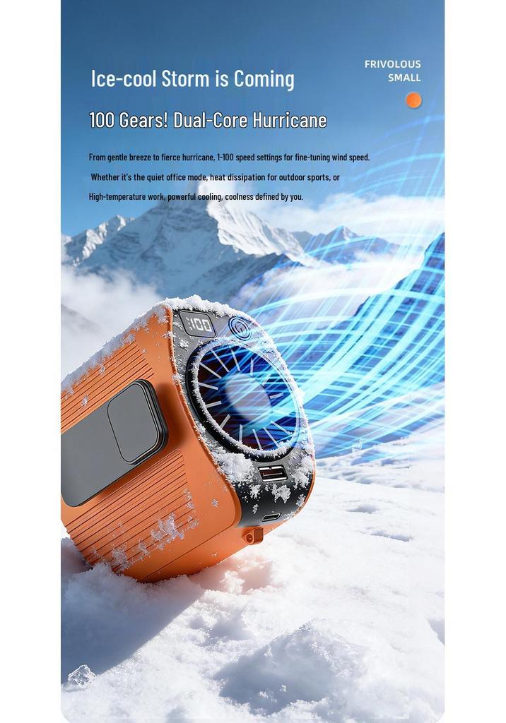 Portable High-Speed Waist & Neck Cooling Fan with Digital Display