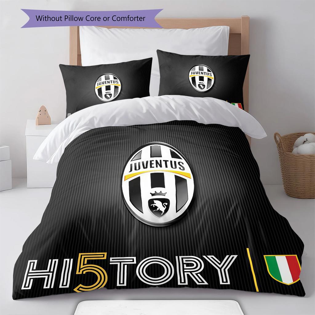 Set Copripiumino Trapuntato Juve Federa Federe Decorazione Casa Regalo di Compleanno (1 * copripiumino + 2 * federa, senza nucleo)