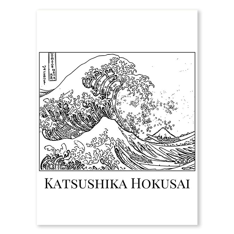 Portrettkunst Linjekunst Veggkunst Abstrakt Fargeblokk Bladplakat Svart og Hvitt Nordisk Lerretsmaleri For Stuedekorasjon