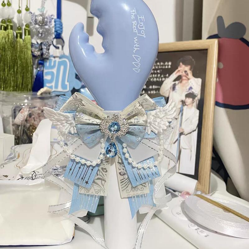3D Rhinestone Wing Bow Ornament Sparkly Handmade Ribbon Decor for DIY Gift Wrapping Clothing Hair Accessories
