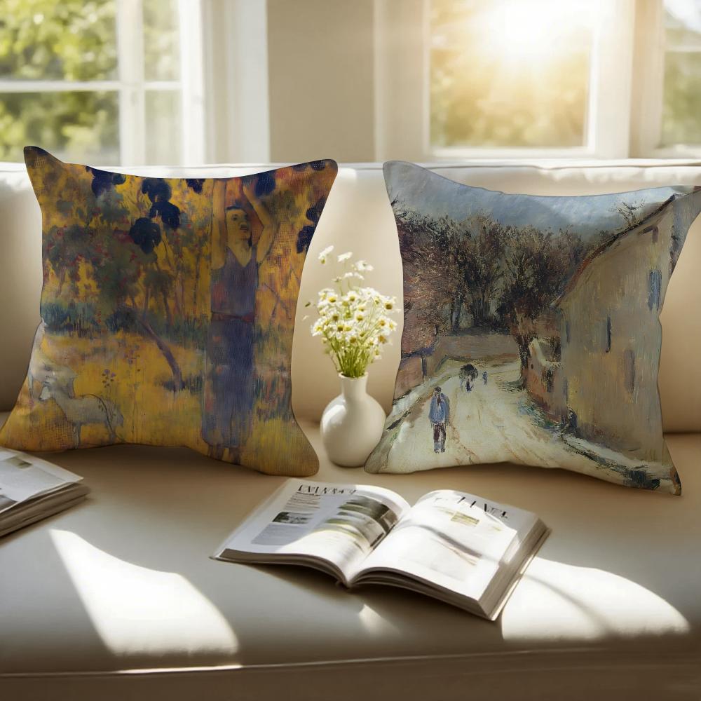 PostImpressionism PPaul Gauguin Cushion Cover Pillowcase Antidustmite Invisible Zipper Short Plush Sofa Cushion