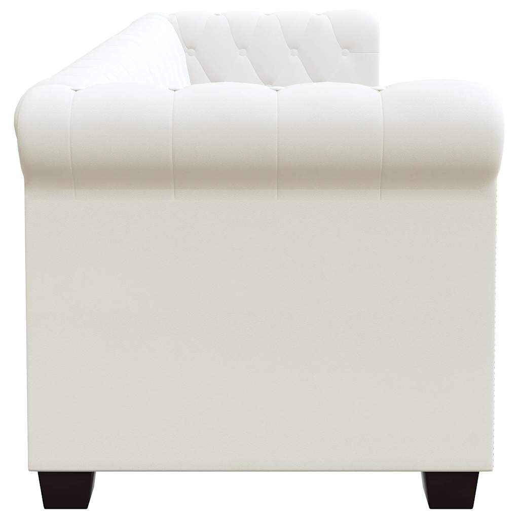 Chesterfield Sofa Set 2 Seater and 3 Seater In White Faux Leather