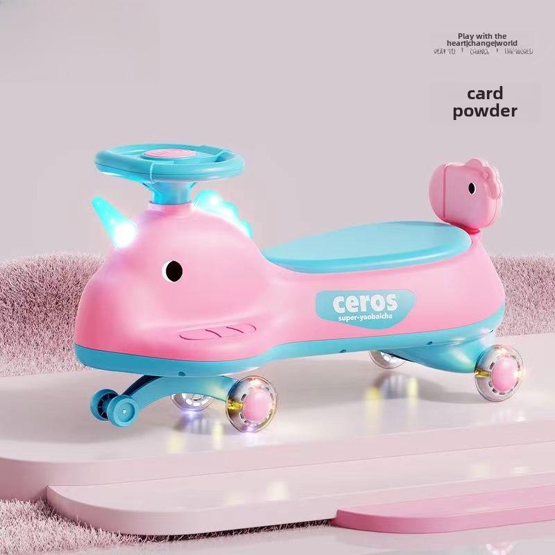 Children's Anti-Rollover Twist Car with Silent Flashing Wheels for Kids and Adults