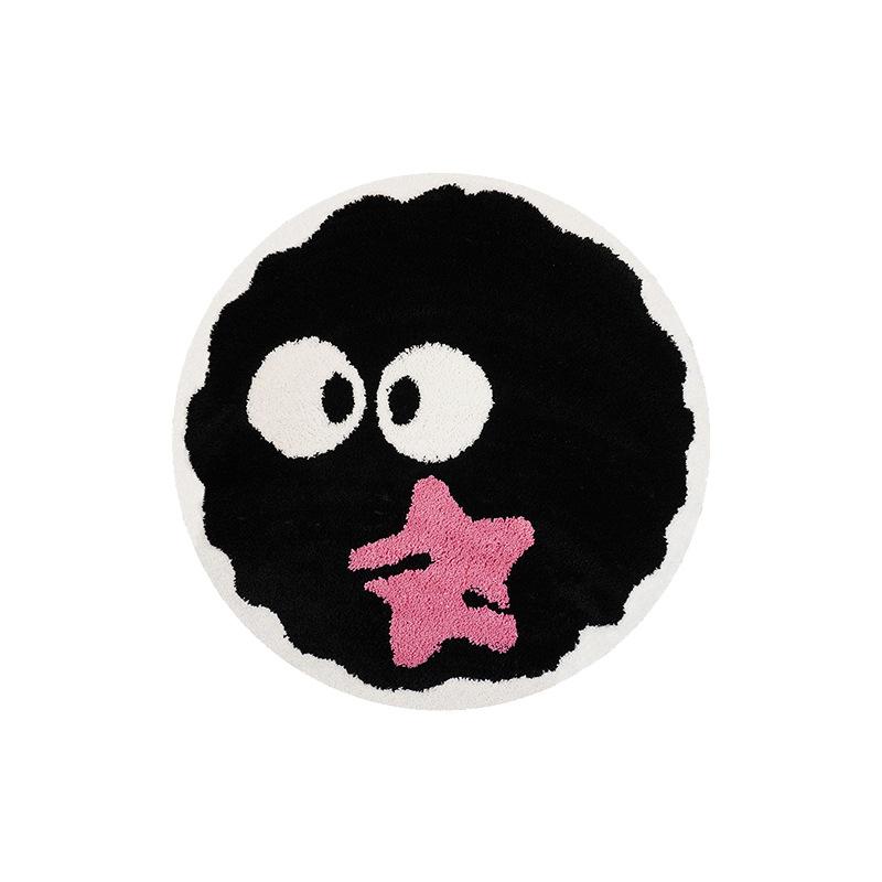 60x60cm Runder Cartoon Plüschteppich Wohnzimmerteppich Rutschfeste Punkte für Stuhlunterlage Badezimmer Heimdekoration Weich Flauschig Langflor