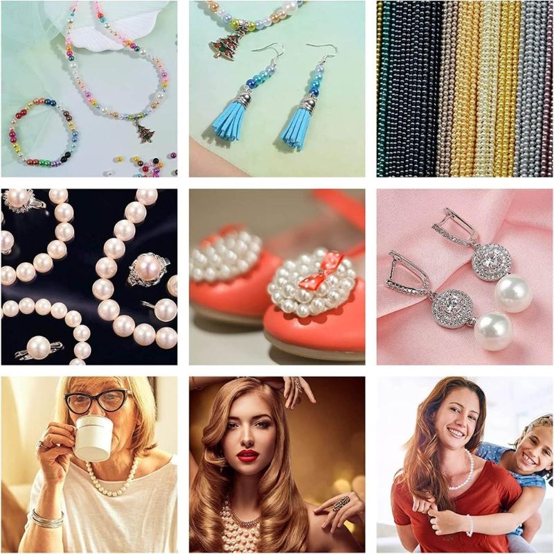 1960pcs Vibrant Colored Beads Kits Imitation Pearls Beads Colorful Beads Small Round Beads Assortment for Jewelry Maker