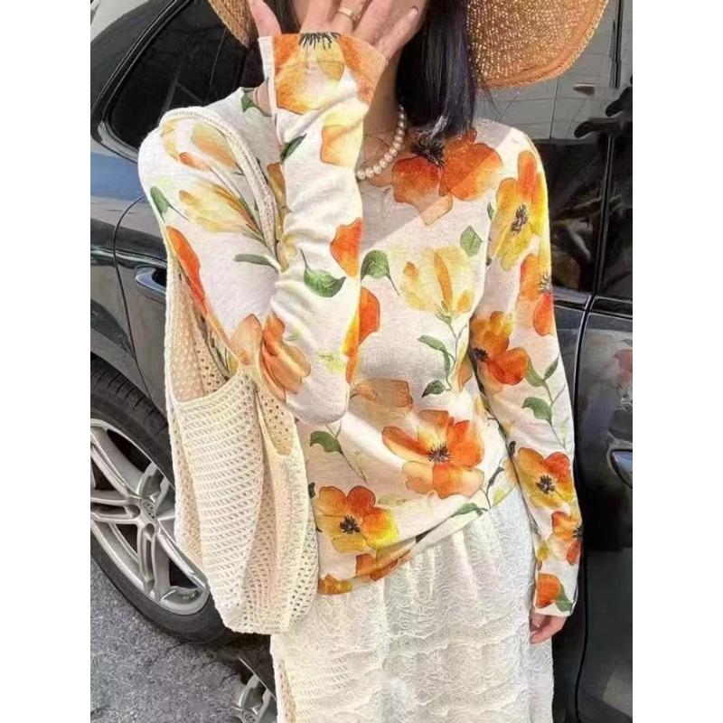 DIMANAF 2025 Summer Women Transparent Printing Sun Protection T-Shirt Basic New Fashion Tops Tees Casual Loose Tees
