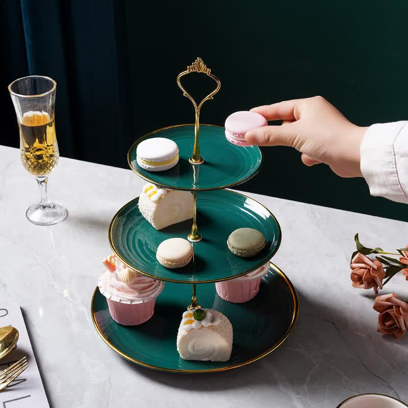 ZISIZ Minimalistisk 3-vånings Vit Dessertställ Set om 2